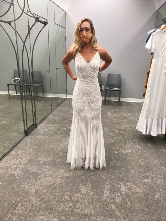 David's Bridal Dresses & Skirts - NWT White Beaded V-Neck Evening Dress Maxi Wedding Gown 20’s